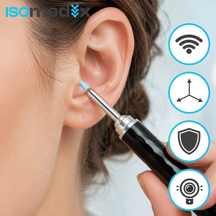 Ear Otoscope with Wi-Fi Camera and LED Lighting, Earwax Cleaner, 14-Piece Set