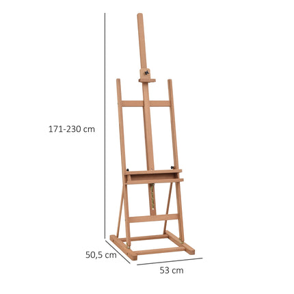 Nastavitelný malířský stojan z bukového dřeva s úložným prostorem, 53-230cm