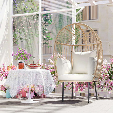 Oversized weatherproof egg chair with removable cushion