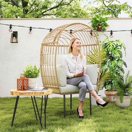 Oversized weatherproof egg chair with removable cushion
