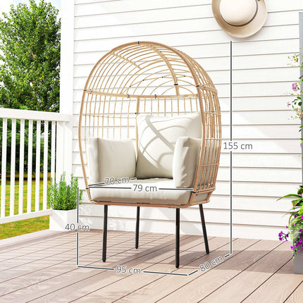 Oversized weatherproof egg chair with removable cushion