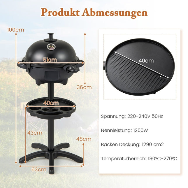 Elektrický gril – 1200W, dvě zóny, nepřilnavá deska