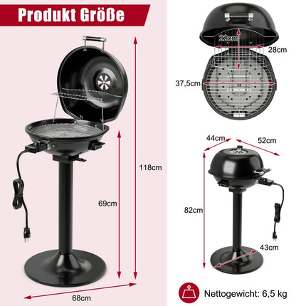 Elektrický gril s odnímatelným nepřilnavým roštem, černá