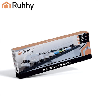 Electric Bathroom Brush with 9 Heads and Telescopic Handle, Cordless, 1500 mAh