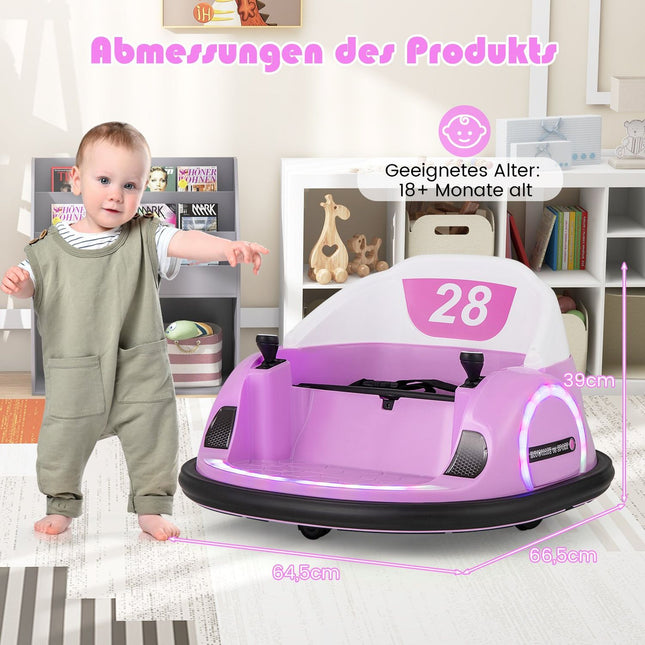 Elektrické dětské narážecí autíčko s LED světly, růžová