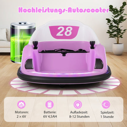 Electric Bumper Car for Kids with LED Lights, Pink