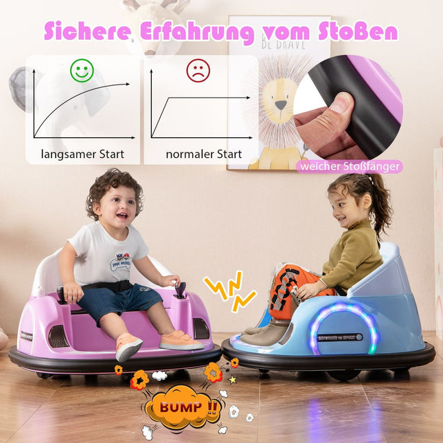 Elektrické dětské narážecí autíčko s LED světly, růžová