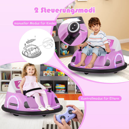 Electric Bumper Car for Kids with LED Lights, Pink