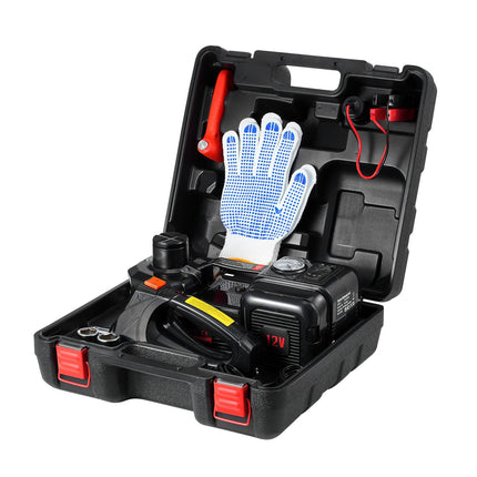 Electric Car Jack 5 Ton, 12V Inflator, Impact Wrench, LED
