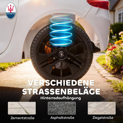 Elektrické autíčko pro děti, dvoumístné, 12V, ovladač, LED, bílá