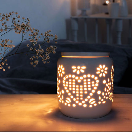 Elektrická keramická aromalampa – vzor srdce, bezpečná a stylová