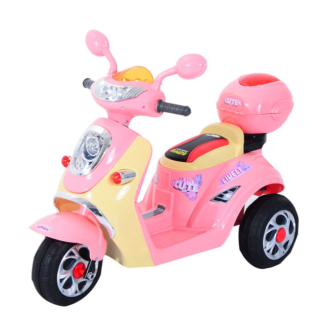 Elektrická motorka pro děti - 6V, tříkolka, růžová/žlutá