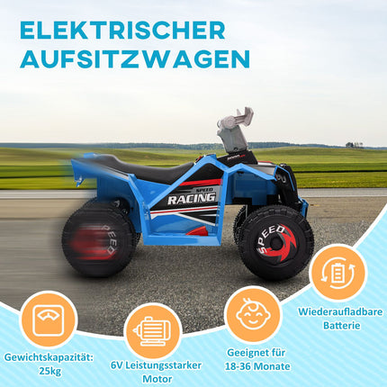 Dětská elektrická čtyřkolka s jízdou vpřed i vzad, 6V, 2.5 km/h, 1.5-3 roky