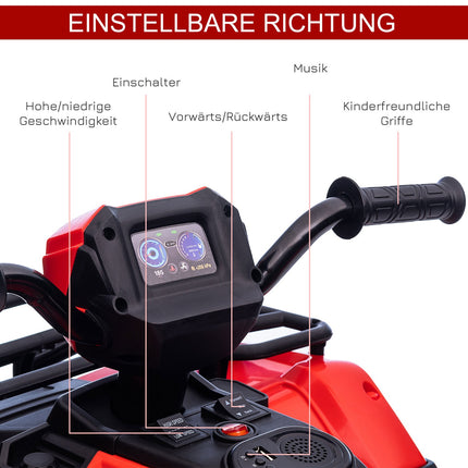 Electric quad bike for children with LED and music, black/red