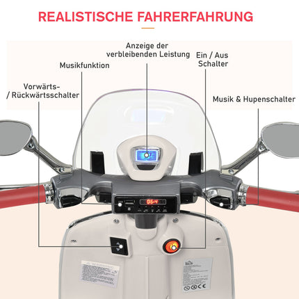 Dětská elektrická motorka s MP3 a světly, 3-6 let