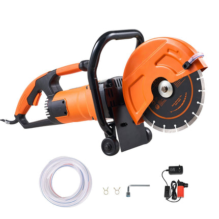 Electric Concrete Saw, 9 in Blade, Wet Dry, 3.5 in Depth