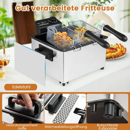 Elektrische Fritteuse, 2000 W, 5 L, 3 Körbe, einstellbare Temperatur