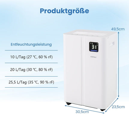 Elektrický odvlhčovač, 25.5L/den, pro 25㎡, tichý režim