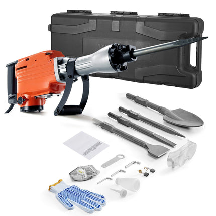 Electric Demolition Hammer 2200W, 4 Chisel Bits, Hex Chuck