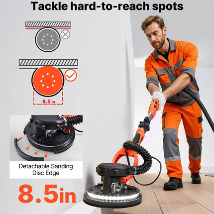 Electric Drywall Sander 1150W, Vacuum Dust, LED Light