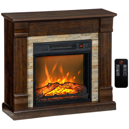 Electric Fireplace 1800 W with Heater and Remote Control, Dark Brown