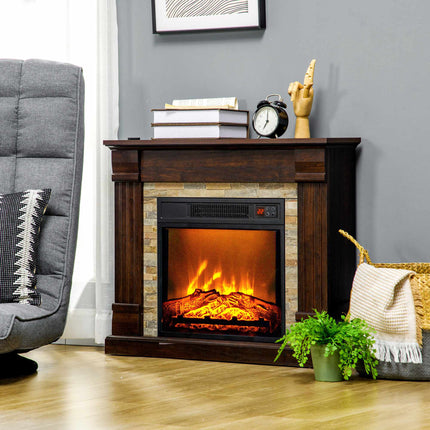 Electric Fireplace 1800 W with Heater and Remote Control, Dark Brown