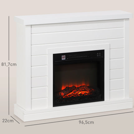 Elektrischer Kamin, 3D-Flammeneffekt, Timer, Fernbedienung, Weiß