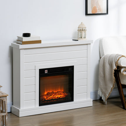 Elektrischer Kamin, 3D-Flammeneffekt, Timer, Fernbedienung, Weiß