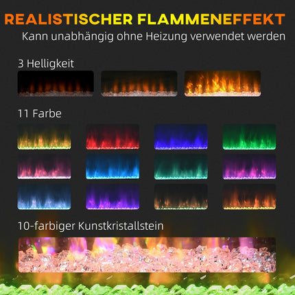 Elektrický krb, nastavitelný výkon topení, LED plamen, bílá