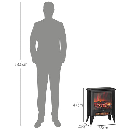 Electric fireplace heater, 1800W, LED Flame, Low noise