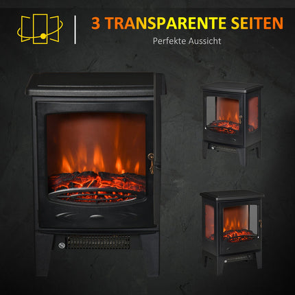 Electric Fireplace Heater, 900W/1800W, 3-Sided View