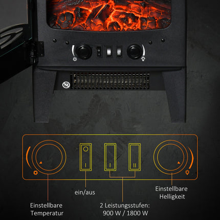 Electric Fireplace Heater, 900W/1800W, 3-Sided View