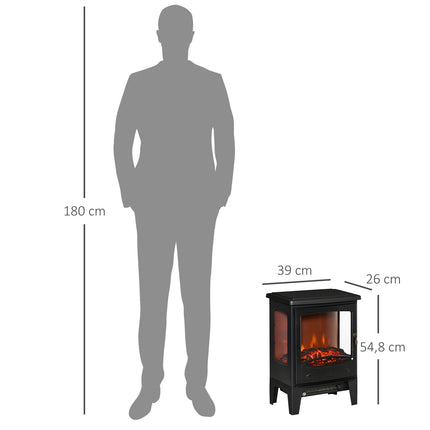 Electric Fireplace Heater, 900W/1800W, 3-Sided View