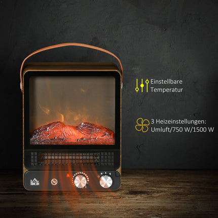 Elektrická kamna 750/1500W, efekt plamene, tichý provoz