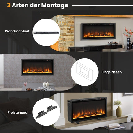 Electric Fireplace for Wall or Freestanding, 91.5 x 14 x 45 cm