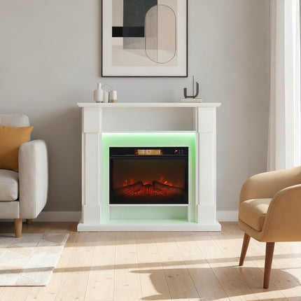Elektrische haard met ledverlichting, 1800W, wit, 2 afstandsbedieningen