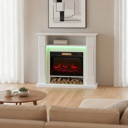 Elektrische haard met ledverlichting, 1800W, wit, 2 afstandsbedieningen