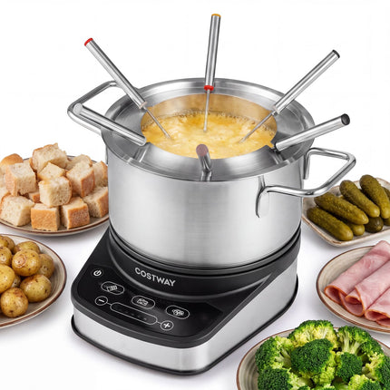 Elektrická sada fondue 1200W, 3L nerez, 6 vidliček