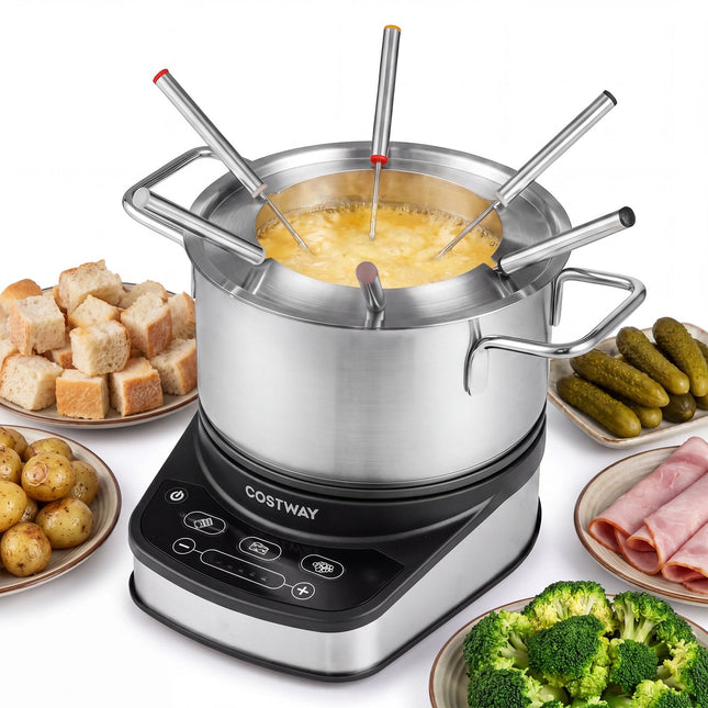Elektrická sada fondue 1200W, 3L nerez, 6 vidliček