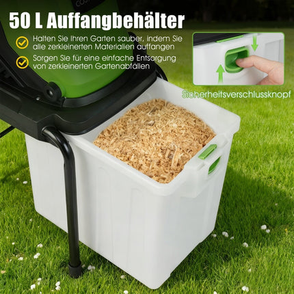 Elektrický zahradní drtič větví, 3000W, koš 50L, průměr řezu 45mm