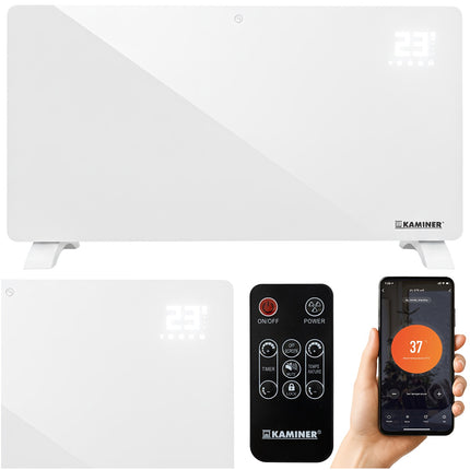 Elektrický skleněný topný panel, 2500W, WiFi a dálkové ovládání
