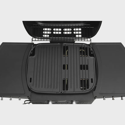 Elektrický gril s vozíkem, dvě zóny, 2300W, litinové rošty