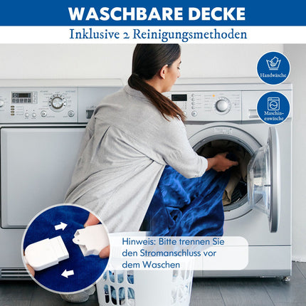 Elektrická vyhřívaná deka, 9 stupňů ohřevu, časovač 9h, modrá
