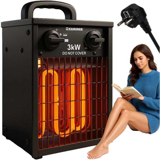 Elektrický ohřívač 3000W s termostatem, krytí IPX4