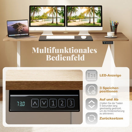 Elektricky výškově nastavitelný psací stůl, 140x70 cm, béžová