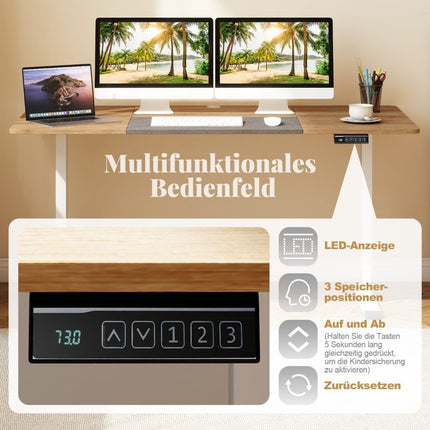 Elektricky výškově nastavitelný psací stůl, 140x70 cm, ergonomický sed-stoj