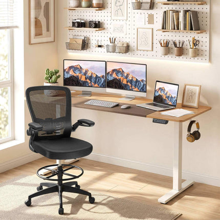 Electric Height-Adjustable Desk, 160x60 cm, Natural Finish