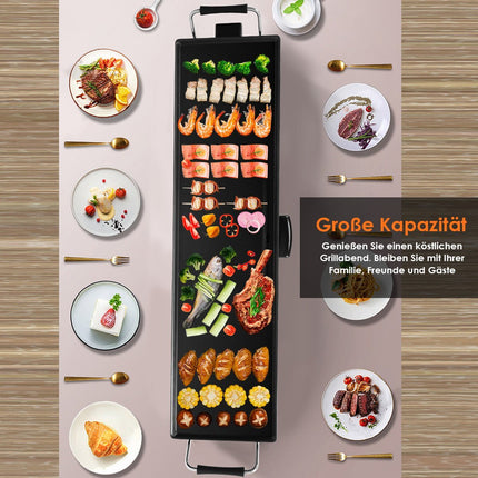 Elektrická grilovací deska pro vnitřní použití, 1800W, nastavitelná teplota, 90x23 cm