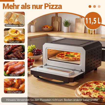 Elektrická pec na pizzu do domácnosti, 30cm, 6 přednastavených programů, černá
