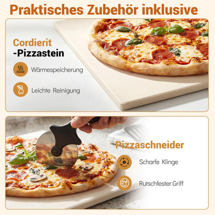 Elektrická pec na pizzu do domácnosti, 30cm, 6 přednastavených programů, černá